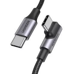   Ugreen US334 70645 USB-C (könyök) / USB-C (egyenes) kábel 100W PD 2m - fekete