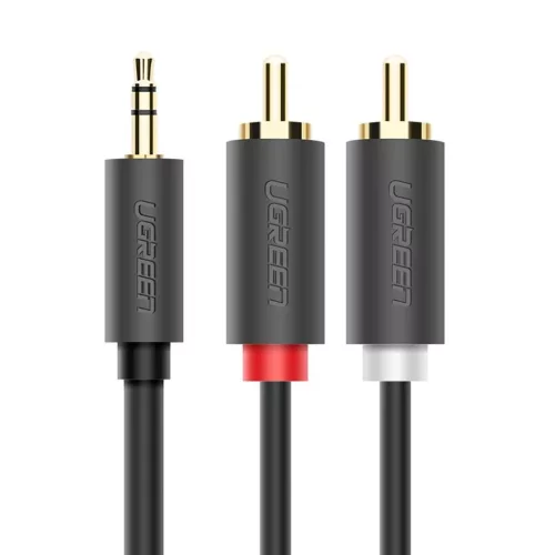 Ugreen AV102 10510 kábel 3.5 mm mini jack (apa) / 2RCA (apa) 2m - szürke