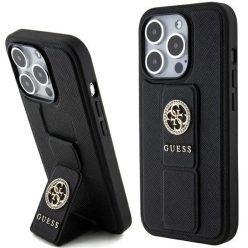   Guess Grip Stand 4G Saffiano Strass tok iPhone 15 Pro Max - fekete
