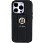 Guess Grip Stand 4G Saffiano Strass tok iPhone 15 Pro Max - fekete