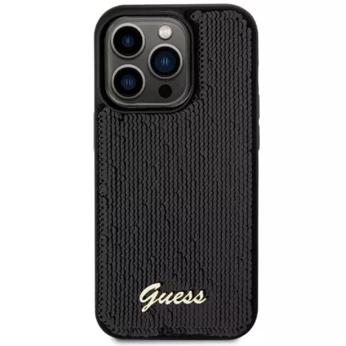 Guess Sequin Script Metal tok iPhone 13 Pro Max - fekete