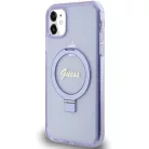 Guess Ring Állvány Script Glitter MagSafe tok iPhone 11 - lila