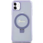 Guess Ring Állvány Script Glitter MagSafe tok iPhone 11 - lila