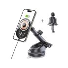 Tech-protect Mm15w-v6 Magnetic Magsafe Műszerfalra és Légnyílásra Szerelhető Autós Telefontartó Vezeték Nélküli Töltő 15w Fekete.