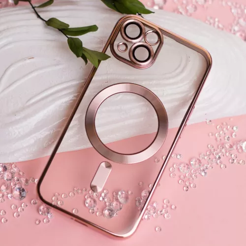 Színes króm mágneses tok iPhone 16 Pro 6,3" rózsaarany