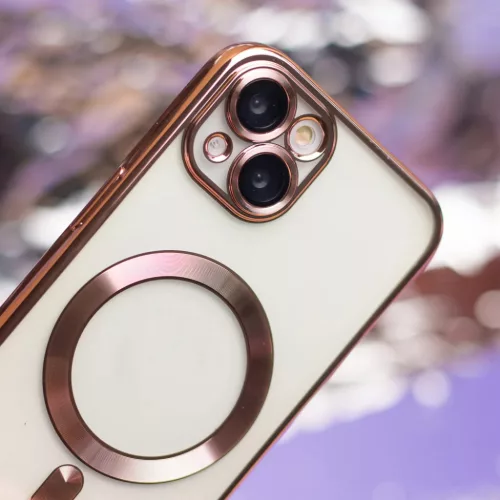 Színes króm mágneses tok iPhone 16 Pro 6,3" rózsaarany