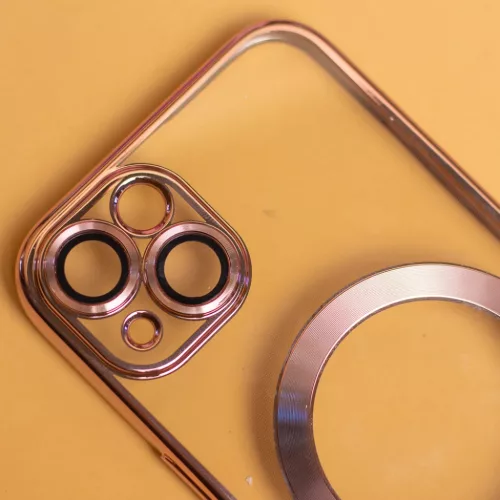 Színes króm mágneses tok iPhone 16 Pro 6,3" rózsaarany