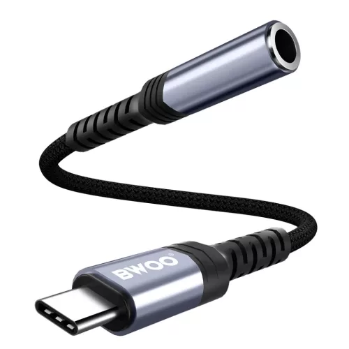 BWOO audio adapter kábel BZ47 aux 3,5 mm to USB-C fekete