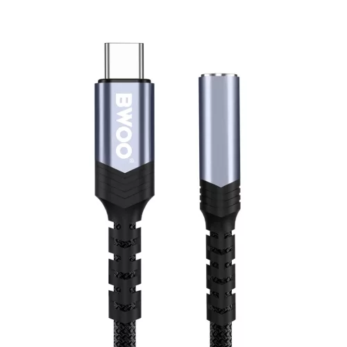 BWOO audio adapter kábel BZ47 aux 3,5 mm to USB-C fekete