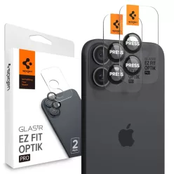   SPIGEN OPTIK PRO GLAS.TR "EZ FIT" KAMERAVÉDŐ 2-DARABOS KÉSZLET IPHONE 16 / 16 PLUS / 17 FEKETE üvegfólia