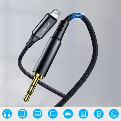 Choetech AUX009 Lighting / mini jack 3.5 mm kábel 2 m - fekete
