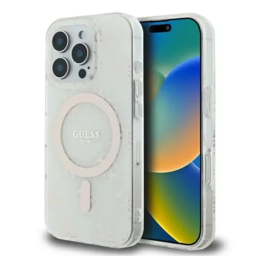 iPhone 16 Pro fehér Original Case GUESS IML 4G Background Magsafe GUHMP16LH4DTEH tok