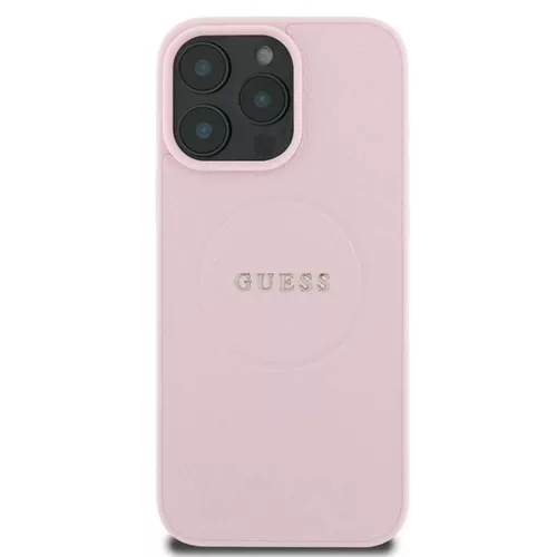 iPhone 16 Pro rózsaszín Eredeti GUESS Grained Gold Ring MagSafe GUHMP16LPGHSMMP tok