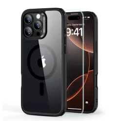   iPhone 16 Pro átlátszó/fekete ESR Classic Hybrid HaloLock MagSafe & Tempered Glass tok