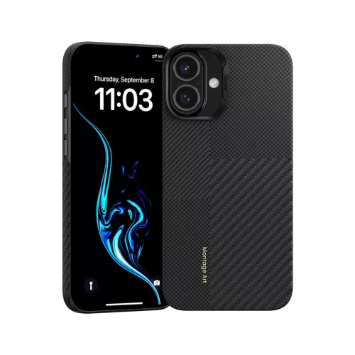 iPhone 16 Plus fekete Benks Montage Magnetic Armor Air Kevlar tok PC keret 600D