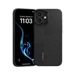   iPhone 16 Plus Fekete Benks Montage Magnetic Armor Pro Kevlar Tok Fém Keret 600D
