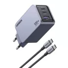 Ugreen Nexode Pro 100W hálózati töltő, GaN, USB + 2x USB-C (szürke)