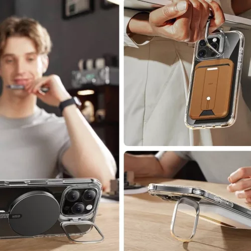 iPhone 16 Pro Átlátszó ESR Classic Hybrid Kickstand HaloLock MagSafe & Edzett Üveg Tok
