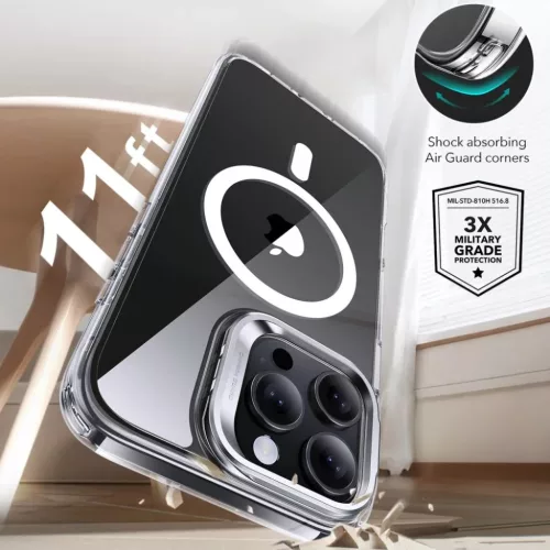 iPhone 16 Pro Átlátszó ESR Classic Hybrid Kickstand HaloLock MagSafe & Edzett Üveg Tok
