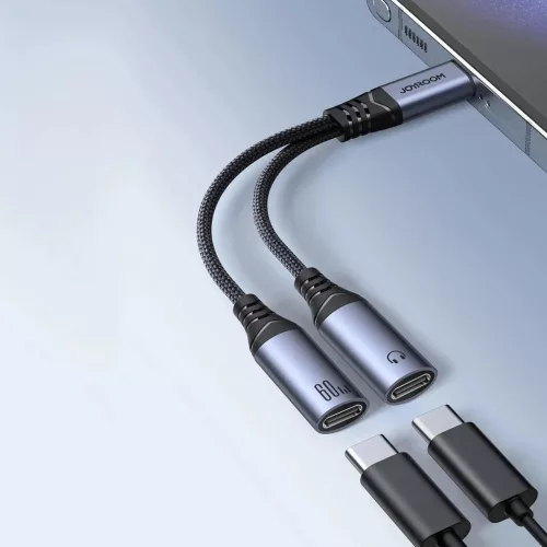 Joyroom SY-C03 USB-C – 2x USB-C 2in1 DAC adapter - fekete