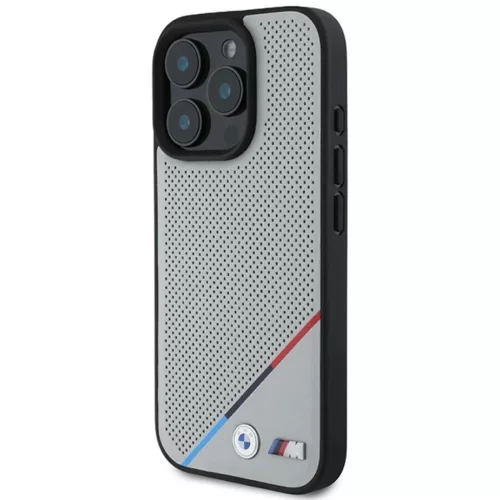iPhone 16 Pro Szürke Eredeti BMW M Perforated Tricolor Line Magsafe BMHMP16L23PUPDG tok