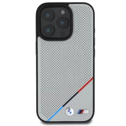 iPhone 16 Pro Szürke Eredeti BMW M Perforated Tricolor Line Magsafe BMHMP16L23PUPDG tok