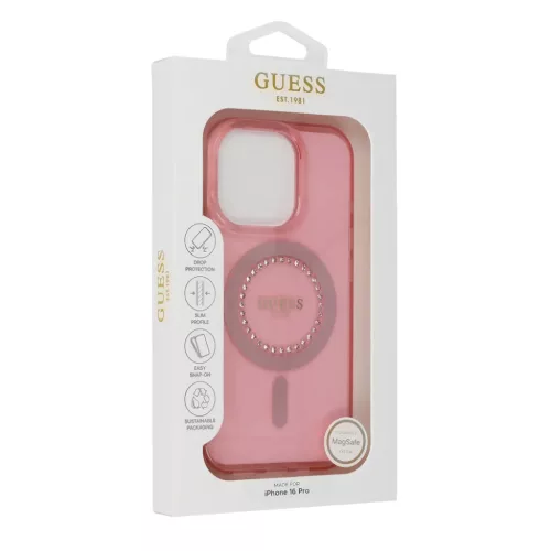 iPhone 16 Pro pink Eredeti GUESS IML Rhinestones Magsafe GUHMP16LPFTDTEP tok