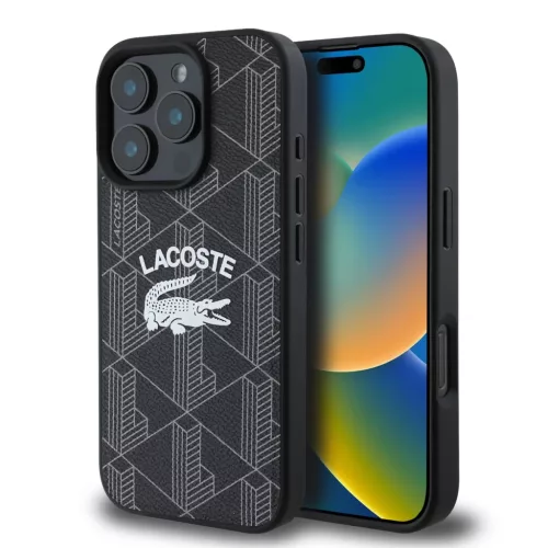 iPhone 16 Pro Fekete Lacoste Blend Monogram MagSafe tok