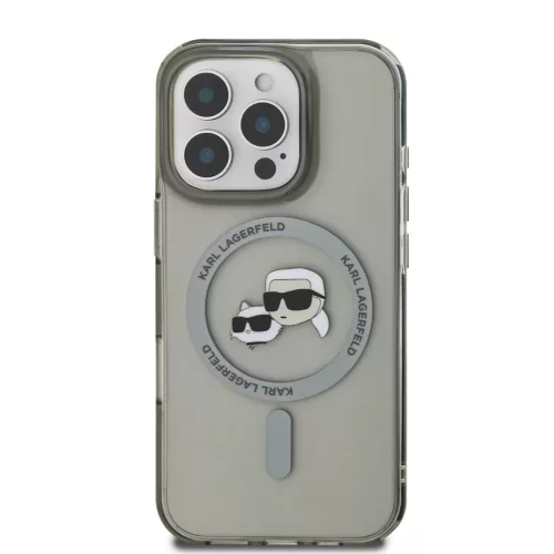 iPhone 16 Pro Fekete Karl Lagerfeld IML K&CH Heads Metal Frame MagSafe tok