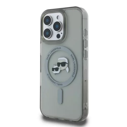 iPhone 16 Pro Fekete Karl Lagerfeld IML K&CH Heads Metal Frame MagSafe tok