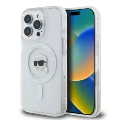   iPhone 16 Pro átlátszó Karl Lagerfeld IML Karl Head Metal Frame MagSafe tok