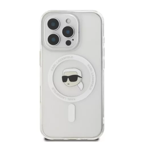 iPhone 16 Pro átlátszó Karl Lagerfeld IML Karl Head Metal Frame MagSafe tok