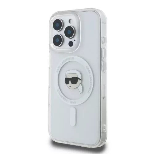 iPhone 16 Pro átlátszó Karl Lagerfeld IML Karl Head Metal Frame MagSafe tok