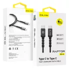 Blavec Cable Raptor fonott - Type C to Type C - PD 100W 5A 2 méter (CRA-CC5BG20) fekete-szürke