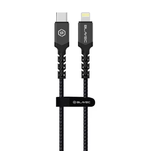 Blavec Cable Raptor fonott - Type C to Lightning - PD 20W 2,4A 3 méter (CRA-CL24BG30) fekete-szürke