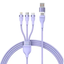   Baseus Cable Flash Series II 3 in 1 - USB + Type C to Type C, Lightning, Micro USB - 100W 1,2 méter (CASS030105) lila
