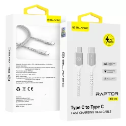   Blavec Cable Raptor fonott - Type C to Type C - PD 60W 3A 3 méter (CRA-CC3WS30) fehér-ezüst