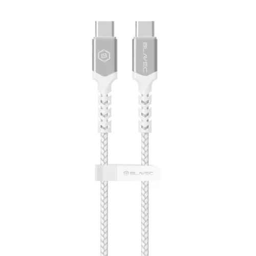 Blavec Cable Raptor fonott - Type C to Type C - PD 60W 3A 3 méter (CRA-CC3WS30) fehér-ezüst