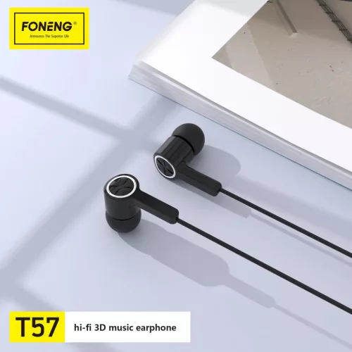 Foneng Fülhallgatók T57 mikrofonnal fekete