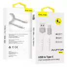 Blavec Cable Raptor fonott - USB - C típusú - 3A 0,5 méter (CRA-UC3WS05) fehér-ezüst