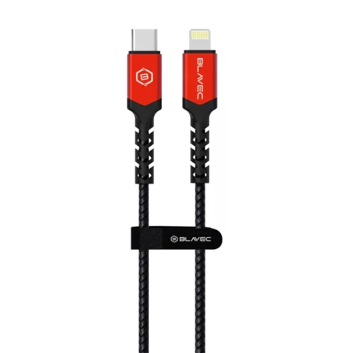 Blavec Cable Raptor fonott - Type C to Lightning - PD 20W 2,4A 2 méter (CRA-CL24BR20) fekete-piros