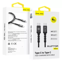   Blavec Kábel Raptor fonott - Type C to Type C - PD 60W 3A 1 méter (CRA-CC3BG10) fekete-szürke