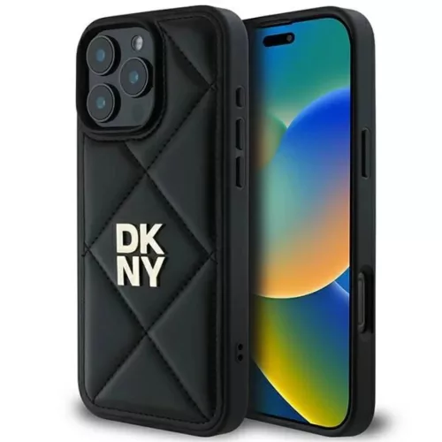 iPhone 16 Pro Fekete DKNY Quilted Stack Logo tok