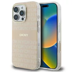   iPhone 16 Pro Pink DKNY Repeat Texture Pattern & Stripe MagSafe tok