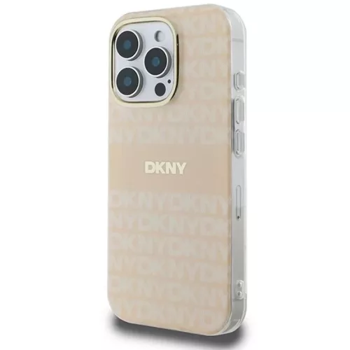 iPhone 16 Pro Pink DKNY Repeat Texture Pattern & Stripe MagSafe tok