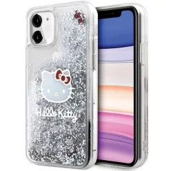   iPhone 11 Ezüst Hello Kitty Liquid Glitter Charms Kitty Head tok