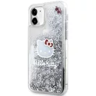iPhone 11 Ezüst Hello Kitty Liquid Glitter Charms Kitty Head tok