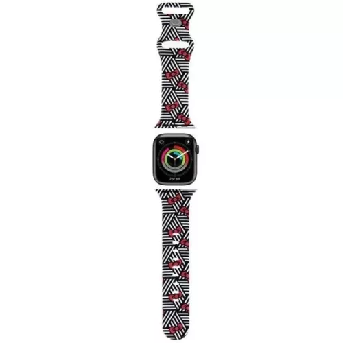 Apple Watch 38/40/41mm Fekete Hello Kitty Silicone Bows & Stripes Szíj