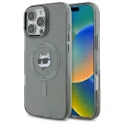 iPhone 16 Pro Fekete Karl Lagerfeld IML Fém Choupette Fej MagSafe tok