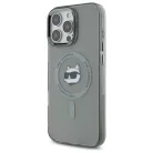 iPhone 16 Pro Fekete Karl Lagerfeld IML Fém Choupette Fej MagSafe tok